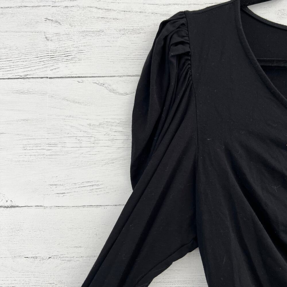 Frame Black Agnes Ruched Knit Long Sleeve Top Size L - Picture 3 of 8
